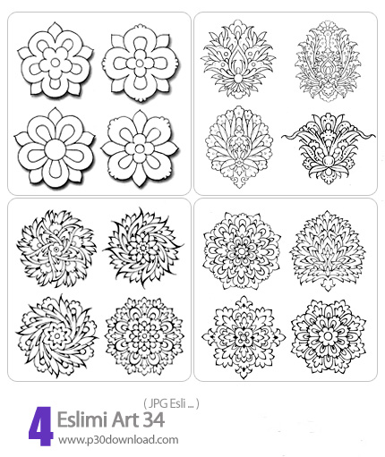 دانلود طرح اسلیمی: گل - Eslimi Art 34