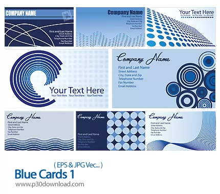 دانلود کارت ویزیت تجاری آبی رنگ - Blue Cards 01