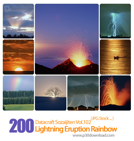 دانلود مجموعه عکس های رعد و برق، رنگین کمان - Datacraft Sozaijiten Vol.102 Lightning Eruption Rainbo
