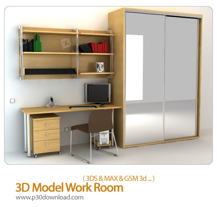 دانلود فایل های آماده سه بعدی، اتاق کار - 3D Model Work Room