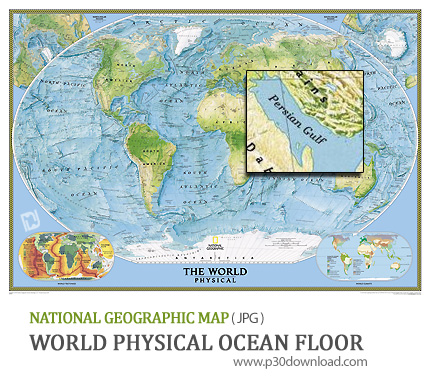 دانلود نقشه کف اقیانوس های جهان - National Geographic World Physical Ocean Floor Map