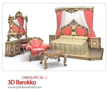 دانلود فایل های آماده سه بعدی، اتاق خواب - 3D Barokko