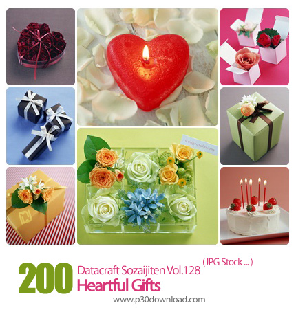 دانلود مجموعه عکس های هدایای قلبی شکل - Datacraft Sozaijiten Vol.128 Heartful Gifts
