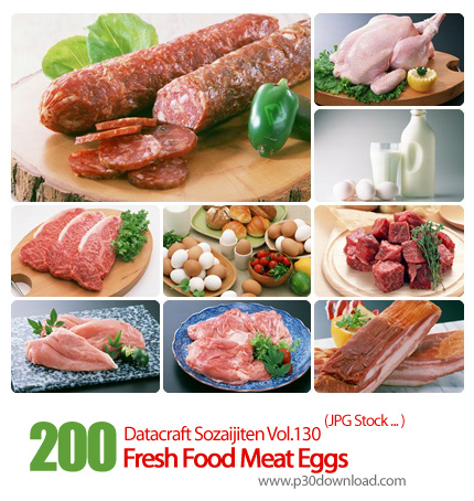 دانلود مجموعه عکس های مواد غذایی، گوشت، تخم مرغ - Datacraft Sozaijiten Vol.130 Fresh Food Meat Eggs