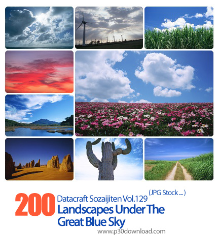 دانلود مجموعه عکس های مناظر زیر آسمان آبی - Datacraft Sozaijiten Vol.129 Landscapes Under The Great 