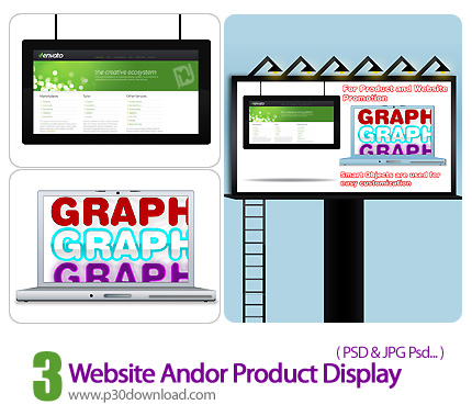 دانلود تصاویر لایه باز صفحه نمایش محصولات وب سایت - Website Andor Product Display     