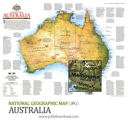 دانلود نقشه استرالیا - National Geographic Australia Map