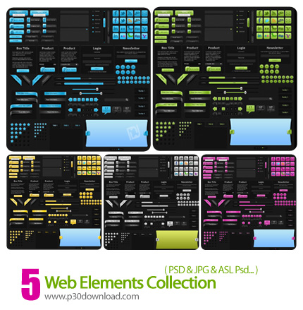 دانلود تصاویر لایه باز عناصر طراحی وب - Web Elements Collection     