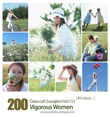 دانلود مجموعه عکس های زنان عاشق طبیعت - Datacraft Sozaijiten Vol.151 Vigorous Women