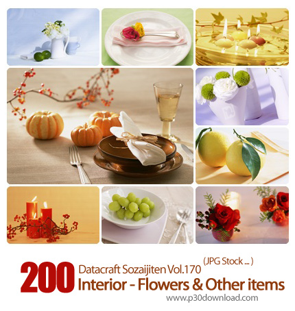 دانلود مجموعه عکس های وسایل تزیینی - Datacraft Sozaijiten Vol.170 Interior - Flowers & Other items