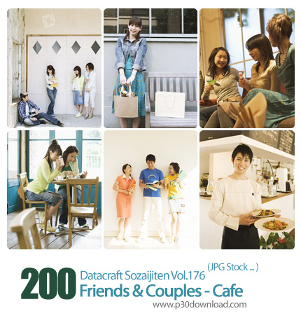 دانلود مجموعه عکس های گفتگوهای دوستانه - Datacraft Sozaijiten Vol.176 Friends & Couples - Cafe