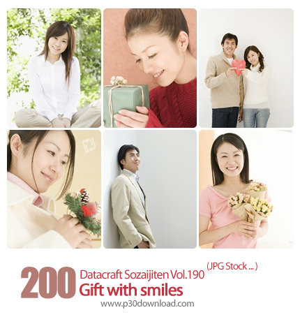 دانلود مجموعه عکس های شادی هنگام دریافت هدیه - Datacraft Sozaijiten Vol.190 Gift with smiles