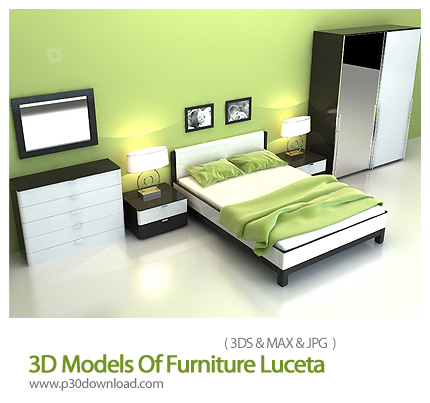 دانلود فایل آماده سه بعدی، مدل های سرویس اتاق خواب - 3D Models Of Furniture Luceta 