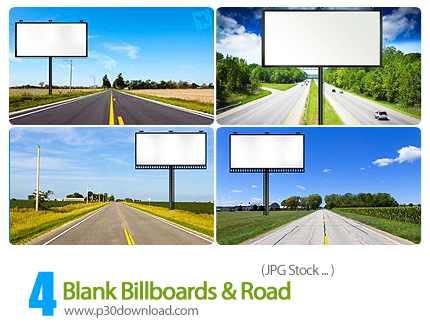 دانلود مجموعه عکس های بیلبورد سفید و جاده - Stock Photo Blank Billboards & Road
