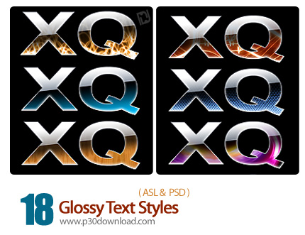 دانلود استایل فتوشاپ: افکت متن براق - Glossy Text Styles