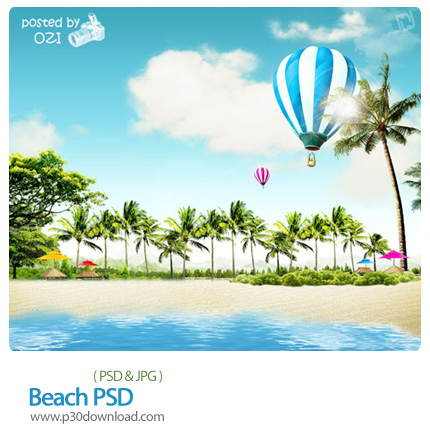 دانلود تصاویر لایه باز پس زمینه ساحل - Beach PSD