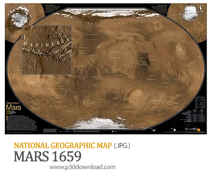 دانلود نقشه مریخ - National Geographic Mars 1659 Map