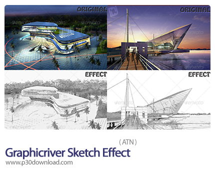دانلود اکشن فتوشاپ: اکشن تبدیل عکس به طرح اولیه گرافیک ریور - Graphic River Sketch Effect