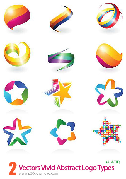 دانلود کلکسیون لوگوهای انتزاعی رنگی - Vectors Vivid Abstract Logo Types