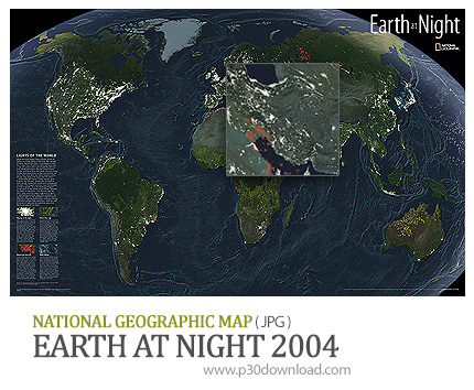 دانلود نقشه زمین در شب - National Geographic Earth At Night 2004 Map