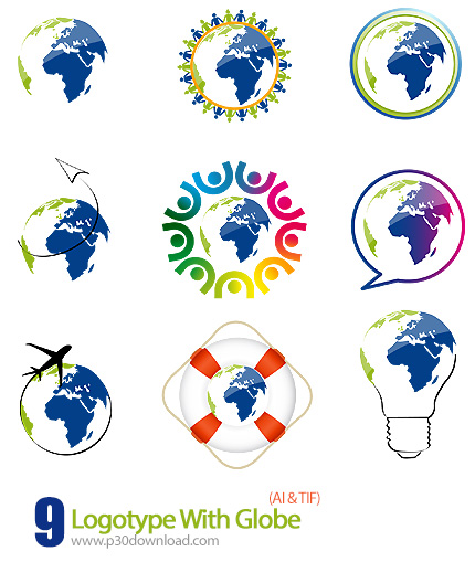 دانلود کلکسیون لوگوهای کره زمین - Logotype With Globe