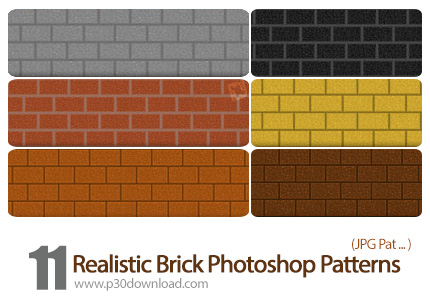 دانلود پترن های فتوشاپ الگوهای آجر - Realistic Brick Photoshop Patterns