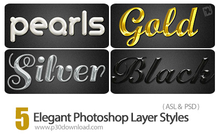دانلود استایل فتوشاپ: افکت متنوع زیبا و ظریف - 5 Elegant Photoshop Layer Styles