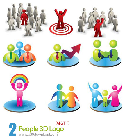 دانلود لوگوهای سه بعدی آدمک ها - Vectors People 3D Logo