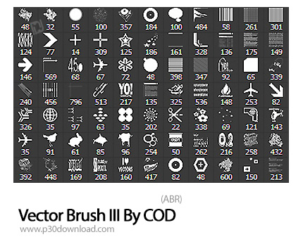دانلود براش فتوشاپ: براش وکتورهای کارتونی - Vector Brush Set III By COD