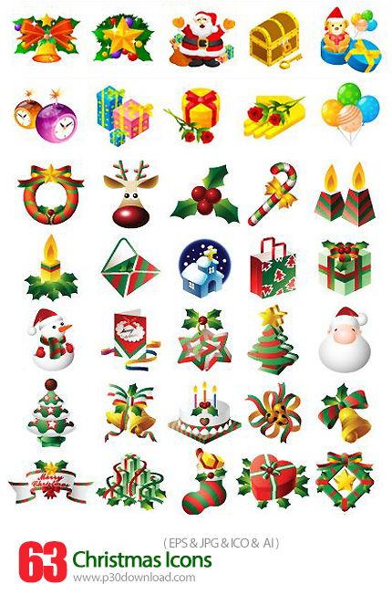 دانلود آیکون های متنوع کریسمس - Christmas Icons