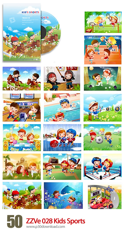 دانلود تصاویر وکتور ورزش کودکان - ZZVe 028 Kids Sports