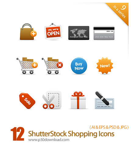 دانلود آیکون های متنوع خرید - ShutterStock Shopping Icons