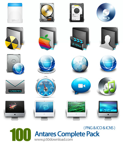 دانلود پک کامل آیکون های متنوع کامپیوتر - Antares Complete Pack