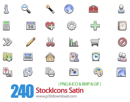 دانلود آیکون متنوع کامپیوتر - StockIcons Satin