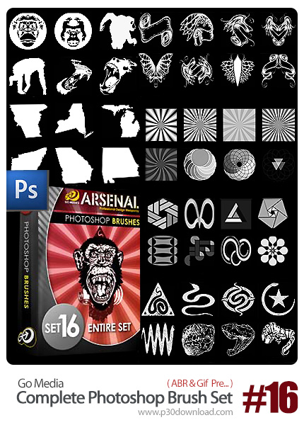 دانلود مجموعه براش های متنوع فتوشاپ - GoMedia Complete Photoshop Brush Set 16