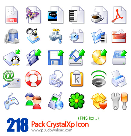 دانلود آیکون های متنوع کامپیوتری - Pack CrystalXp Icon