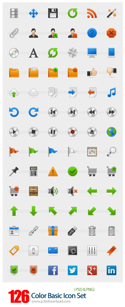 دانلود تصاویر آیکون های متنوع وب - Color Basic Icon Set