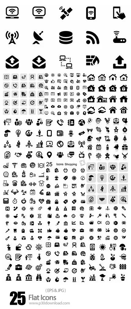دانلود مجموعه آیکون های تخت Flat Icons