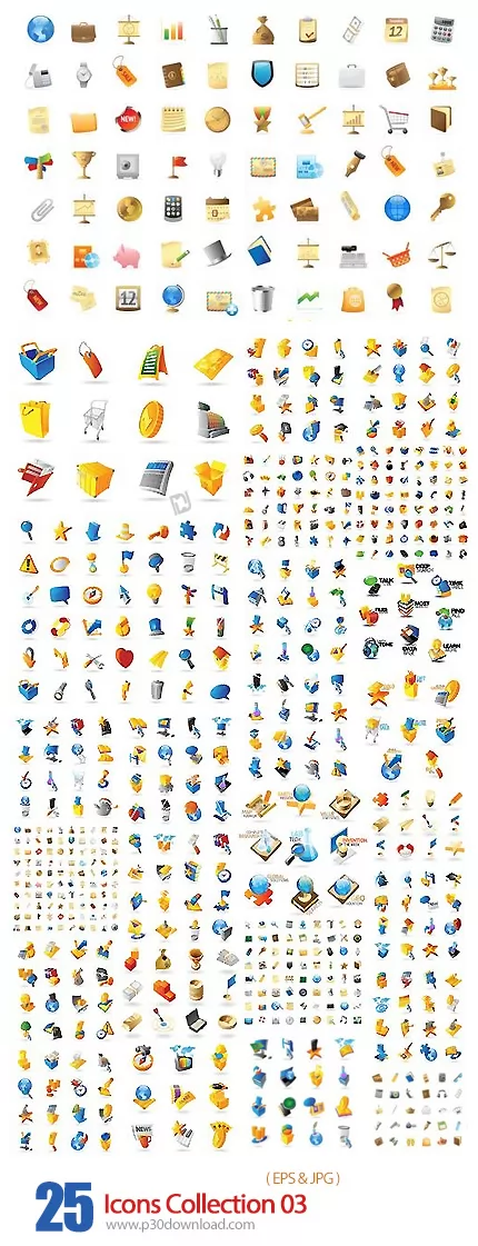 دانلود تصاویر وکتور آیکون های متنوع Icons Collection 03