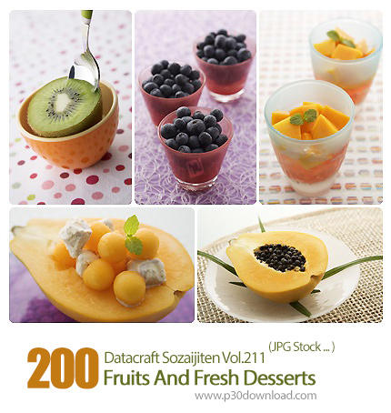 دانلود مجموعه عکس های میوه و انواع دسرهای تازه - Datacraft Sozaijiten Vol.211 Fruits And Fresh Desse