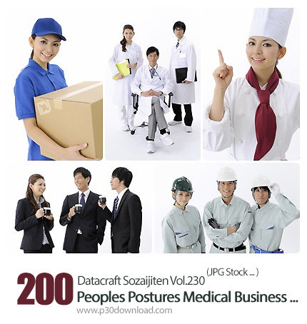 دانلود مجموعه عکس های ژست های متنوع مردم در شغل های پزشکی، خدماتی، تجاری و صنعتی - Datacraft Sozaiji