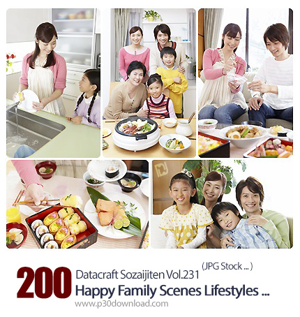 دانلود مجموعه عکس های فعالیت های روزانه یک خانواده خوشحال - Datacraft Sozaijiten SZ231 Happy Family 