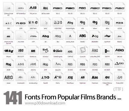 دانلود 141 فونت انگلیسی برند و بازی های معروف - 141 Fonts From Popular Films Brands And Games