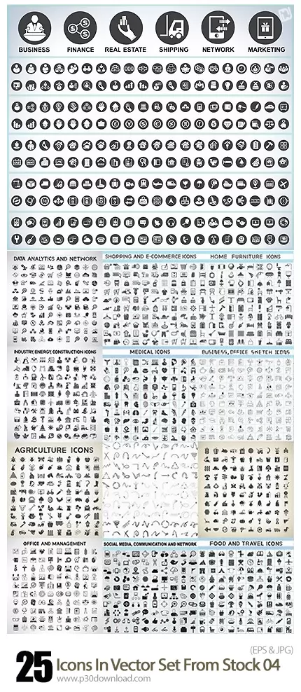 تصاویر وکتور آیکون های متنوع Icons In Vector Set From Stock 04