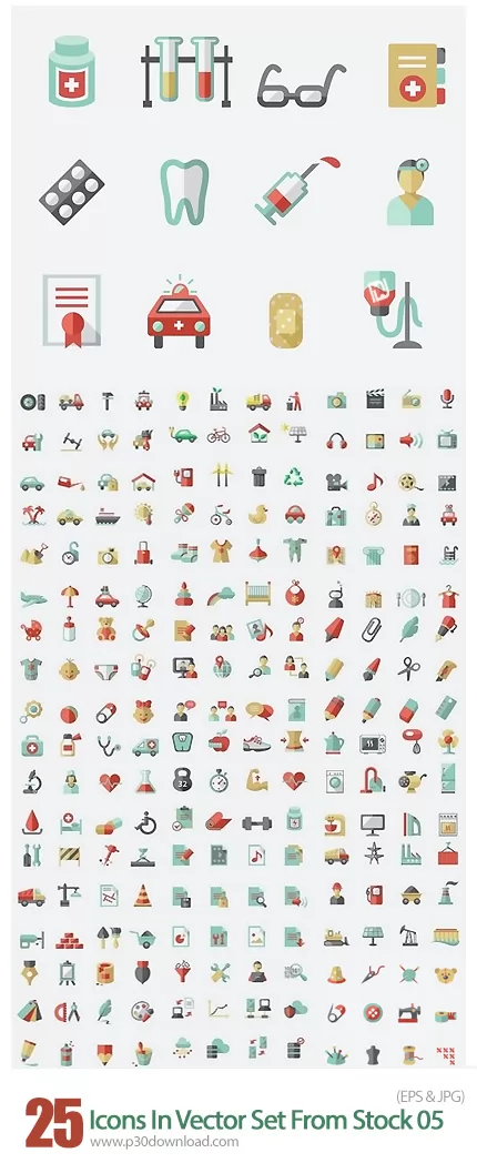 دانلود تصاویر وکتور آیکون های متنوع Icons In Vector Set From Stock 05