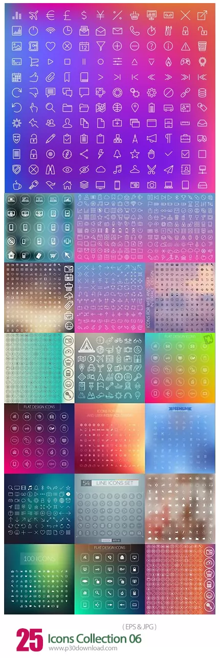 دانلود تصاویر وکتور آیکون های متنوع Icons Collection 06