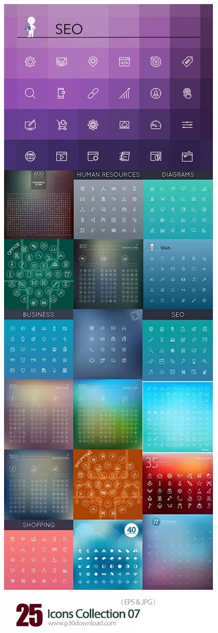 دانلود تصاویر وکتور آیکون های متنوع Icons Collection 07