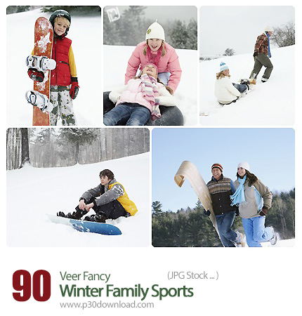 دانلود مجموعه تصاویر با کیفیت ورزش زمستانی خانواده - Veer Fancy Winter Family Sports