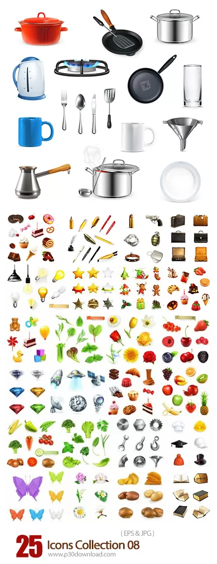 دانلود تصاویر وکتور آیکون های متنوع Icons Collection 08