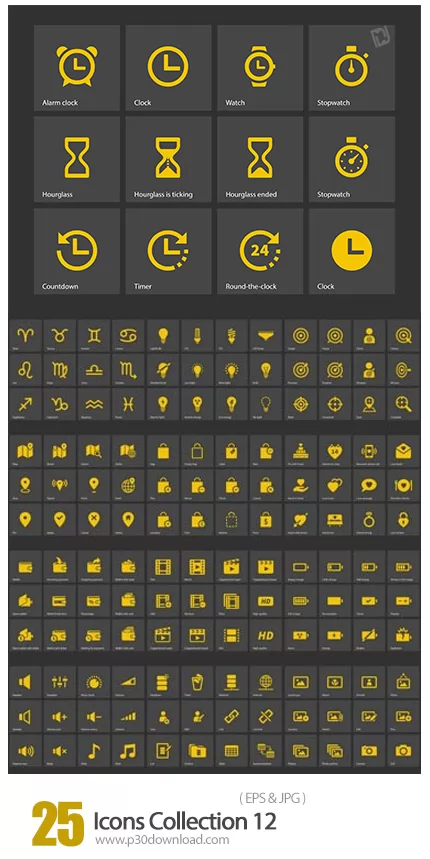 دانلود تصاویر وکتور آیکون های متنوع Icons Collection 12